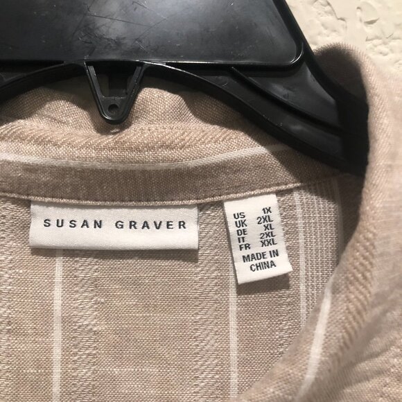 Susan Graver Button Down Striped Shirt - Picture 2 of 7